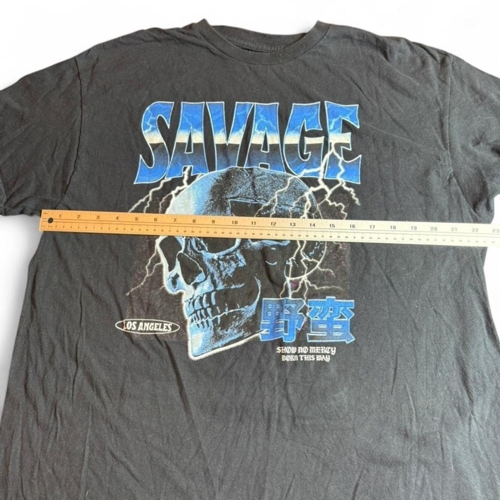 Hybrid Apparel Savage Skull Graphic Tee Los Angeles Lightning Black XL - Picture 3 of 4